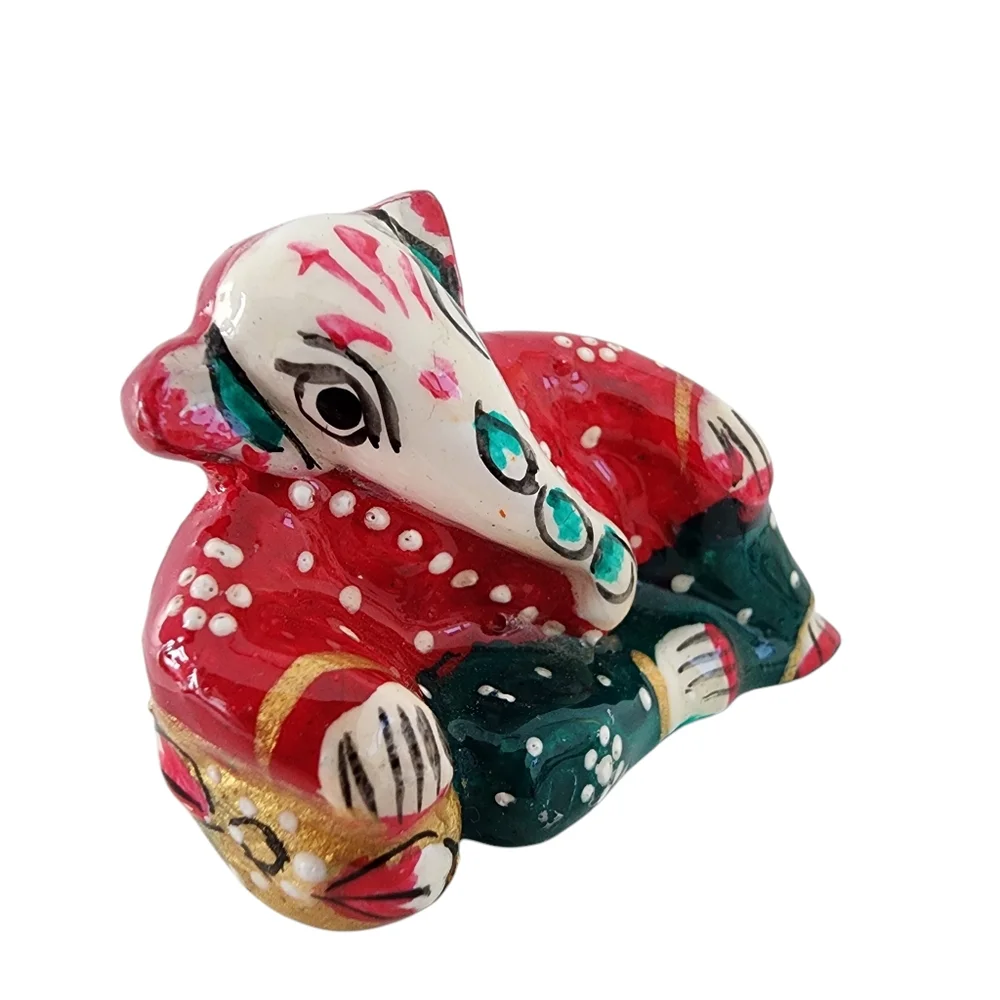 Ganesh statue small hand painted artisan made enamel on cast metal  M02